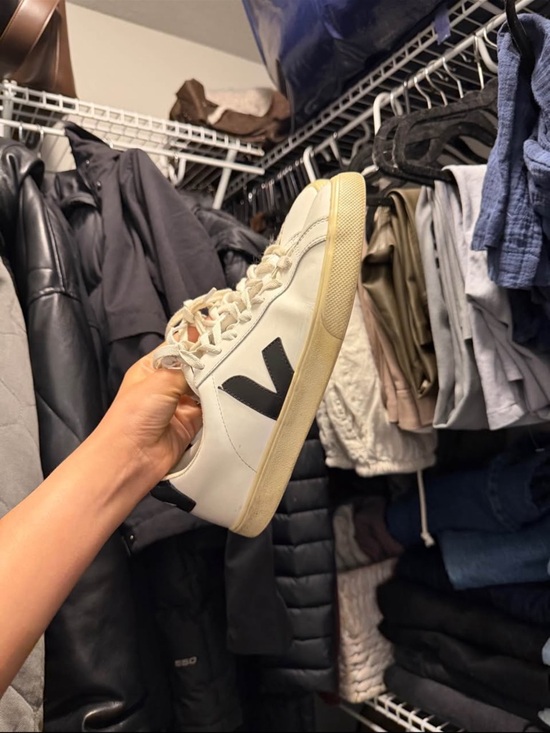 Veja Shoes - Veja White Low-Top Sneakers with Black V